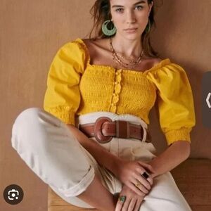 Sezane Mirtha Smocked Blouse